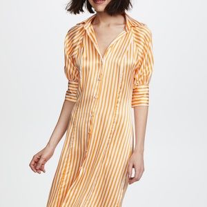 Maggie Marylin Striped Button Up Silk Midi Toni Shirt Dress